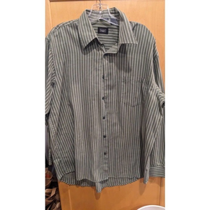 Men's Haggar No Iron‎ Long Sleeve Button Down Dress Shirt Size L Large green